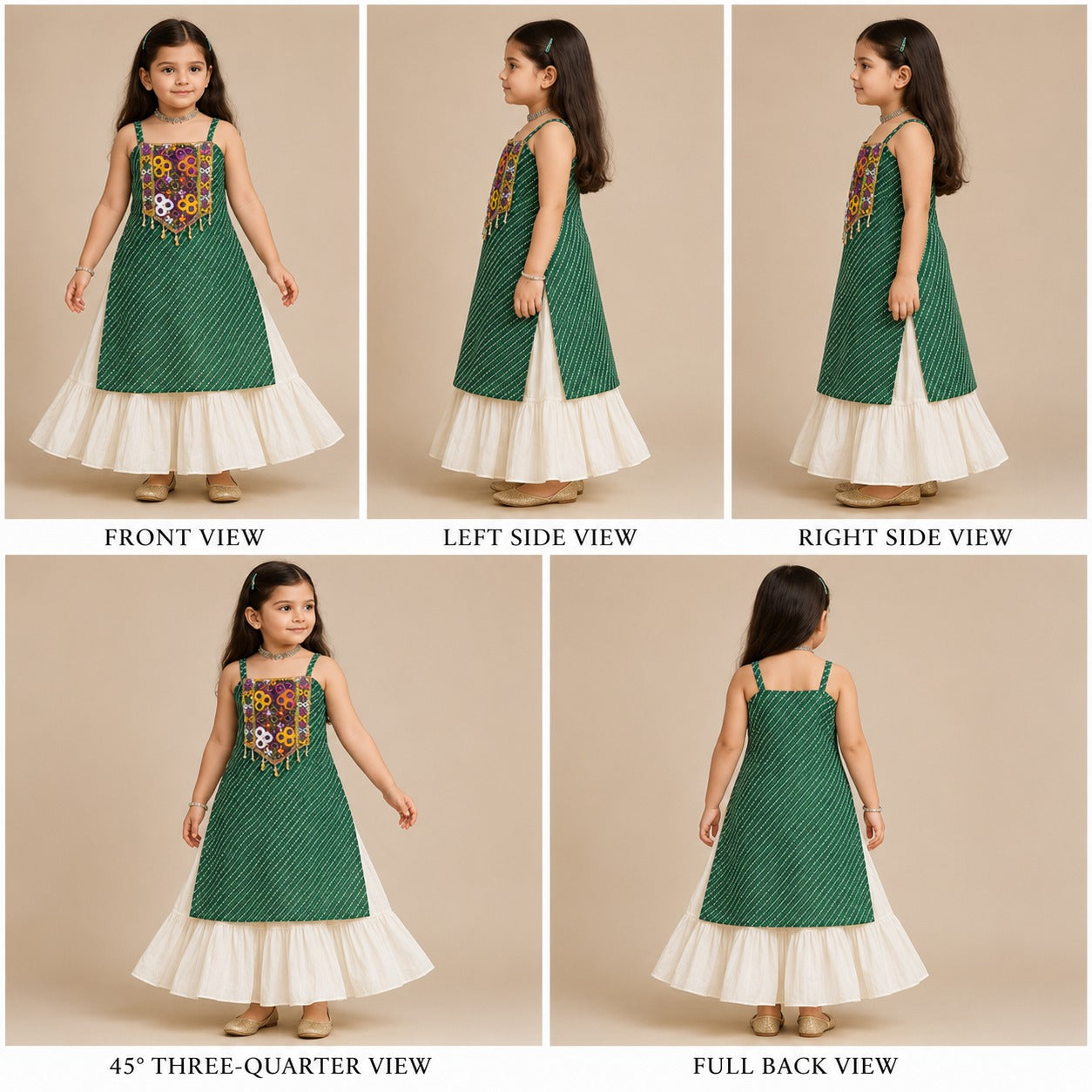 Pre Order: Green and White Embroidered Set