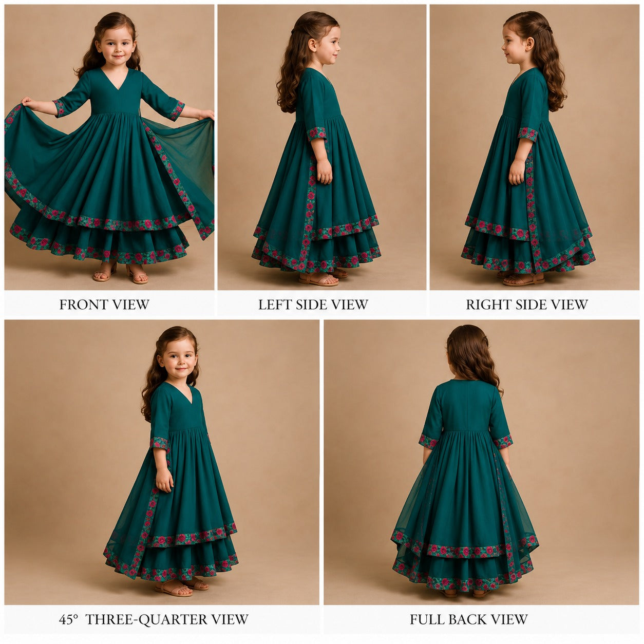 Pre Order: Bottle Green Anarkali with Dupatta