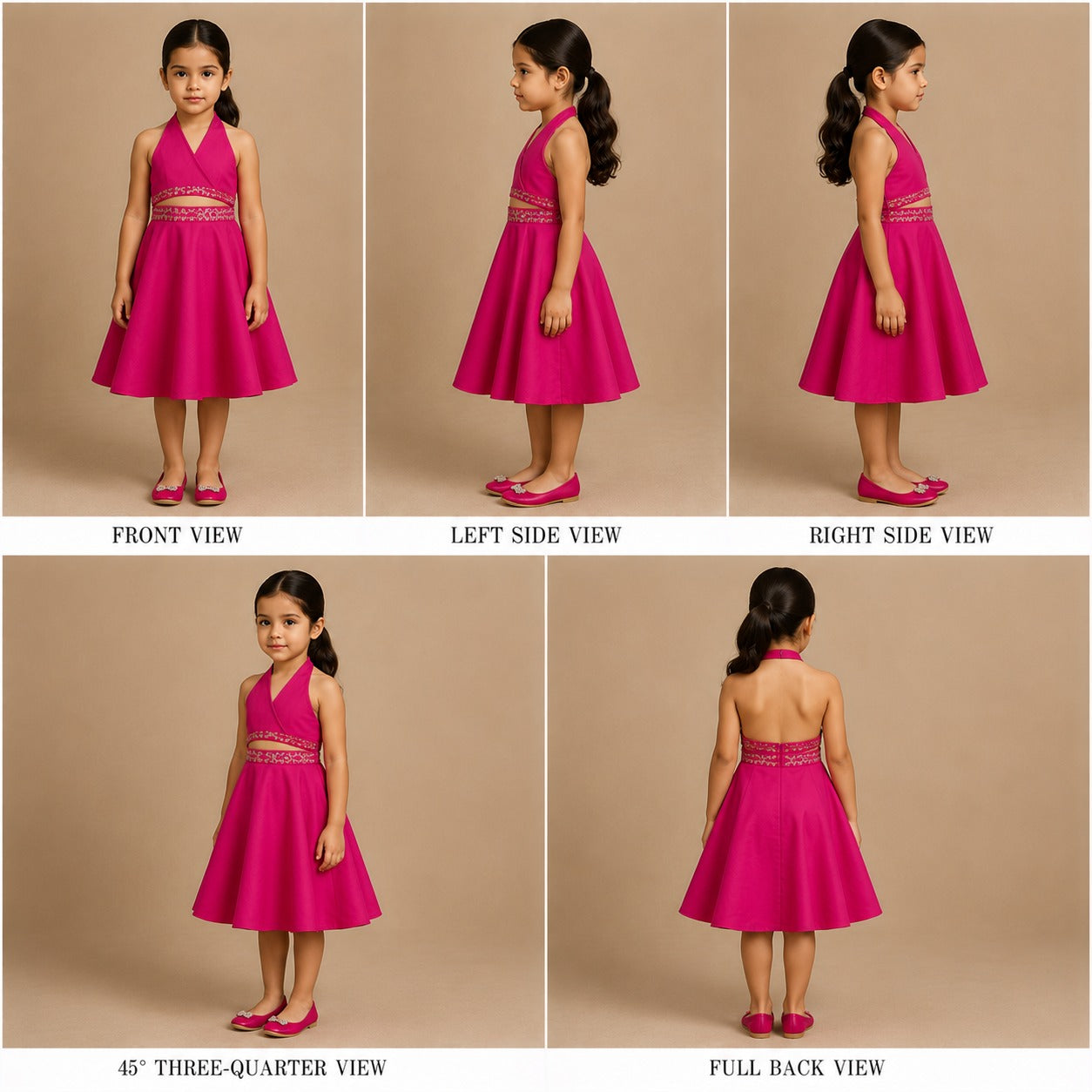 Pre Order: Pink Halter Neck Top And Skirt