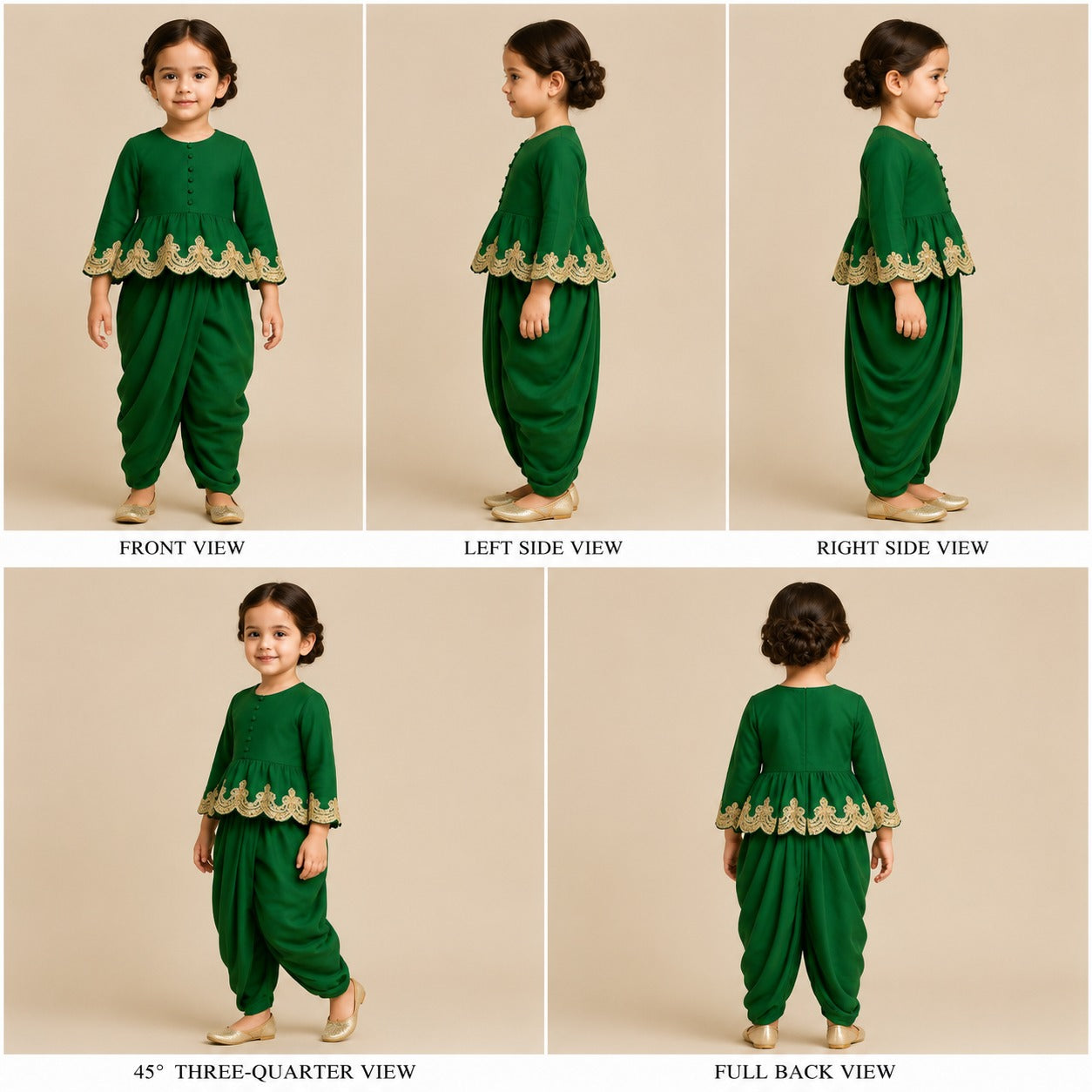 Pre Order: Exclusive Green Embroidered Peplum Top And Stylish Dhoti