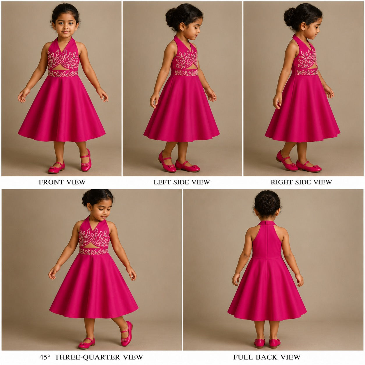 Pre Order: Exclusive Halter Neck Back Bow Enhanced Top With Flared Skirt