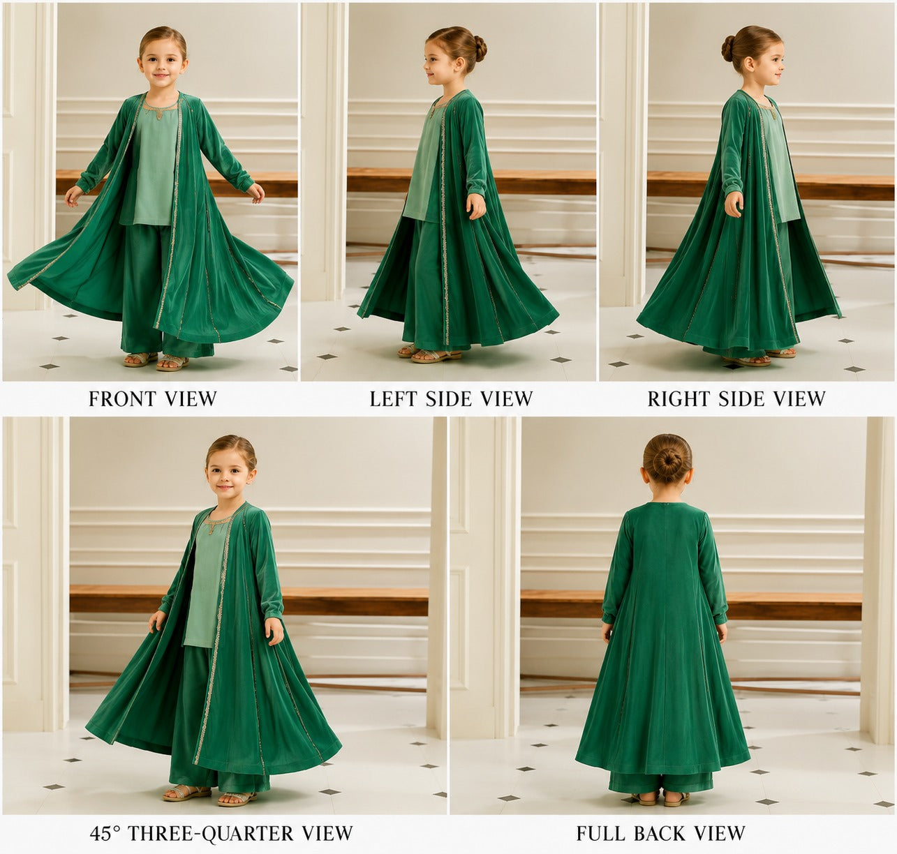 Pre Order: Green Velvet Kurti With Shrug Set