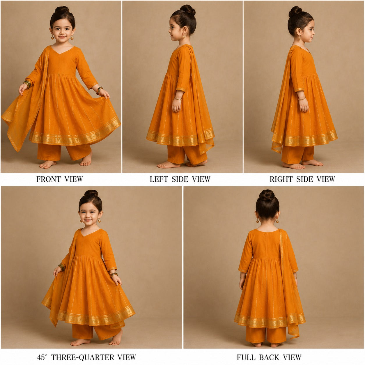 Pre Order: Orange Anarkali Gota Detailing Suit Set