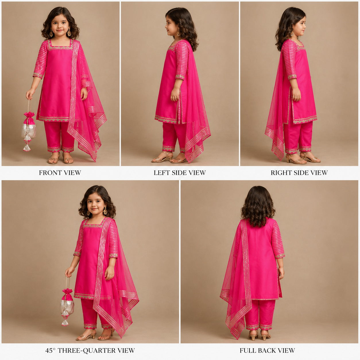 Pre Order: Hot Pink Gota Detailed Suit Set