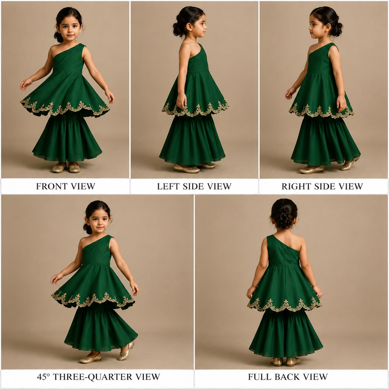 (Girl) Pre Order: Exclusive Green Embroidered Top And Stylish Skirt