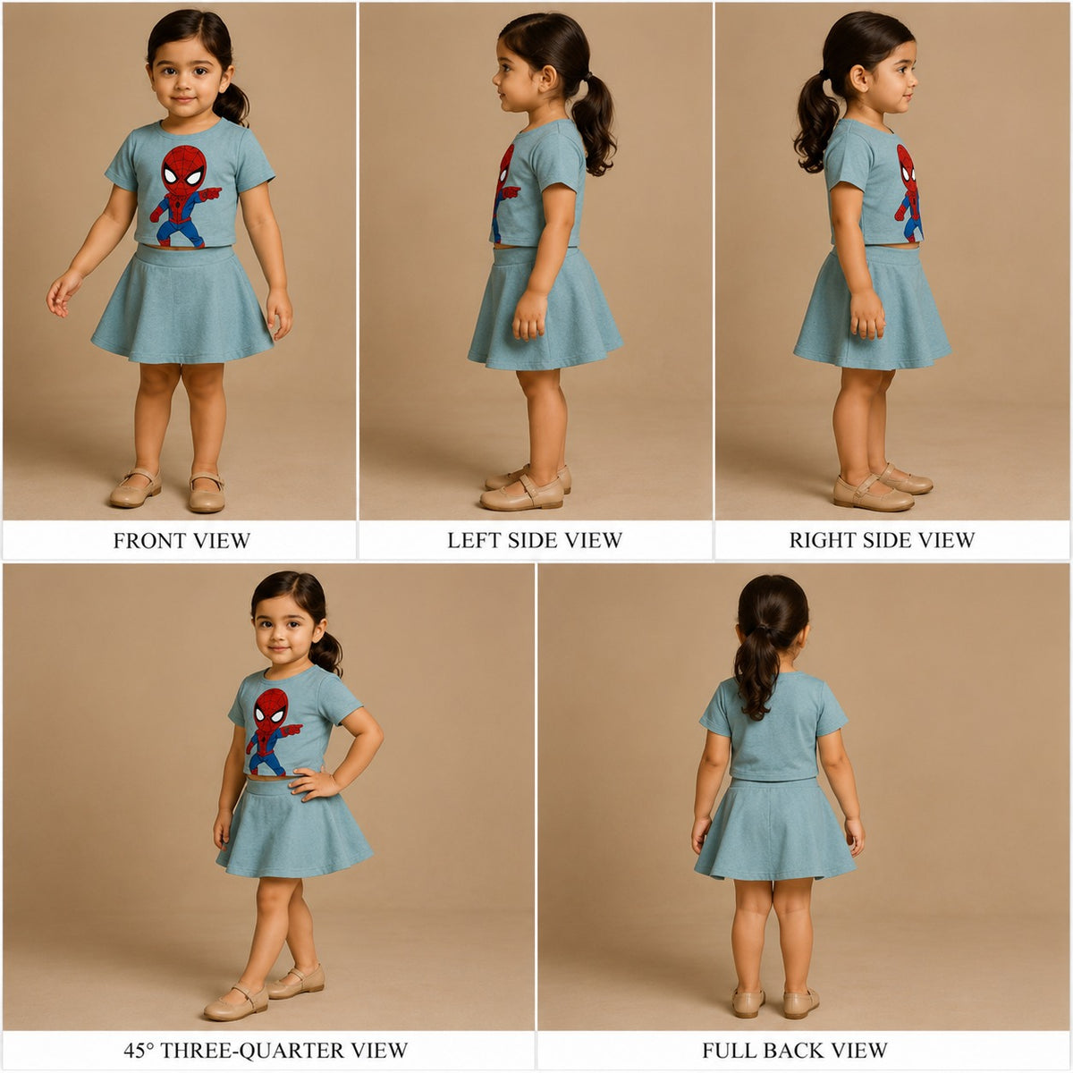 Pre Order: Spider-Man Hand Painted Top And Skirt