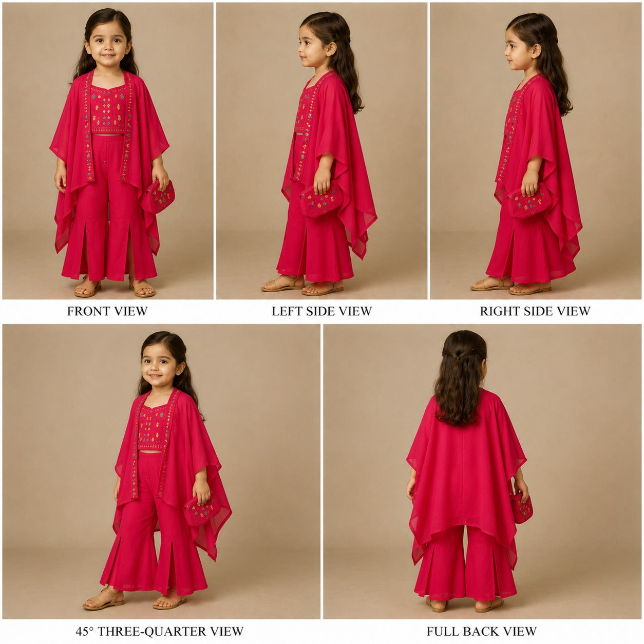 Pre Order: Embroidered Strappy Top With Cape And Stylish Palazzo