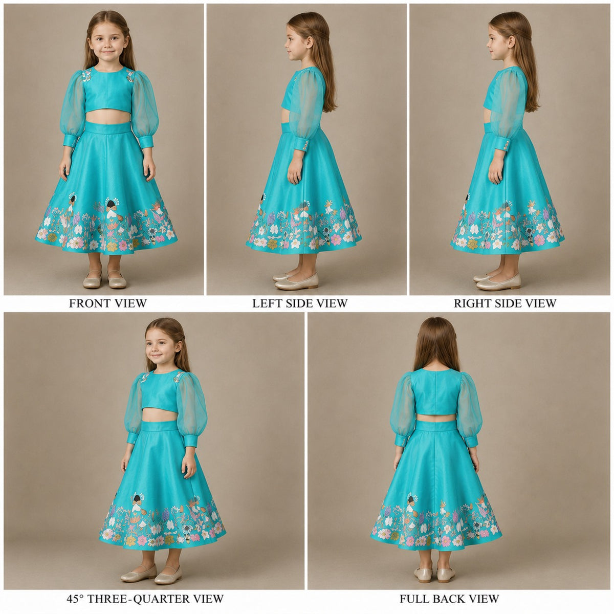 Pre Order: Sky Blue Stylish Round Neck Top With Palazzo And Dupatta