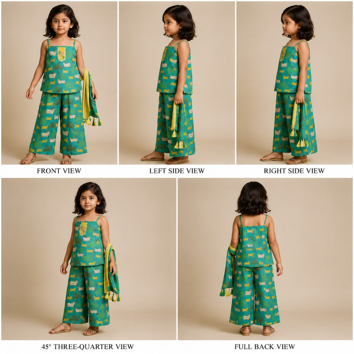Pre Order: Ethnic Printed Kurti And Pant With Net Dupatta
