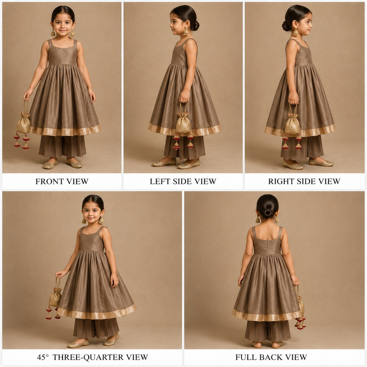 Pre Order: Dusty Anarkali with Dupatta Gota Detailing
