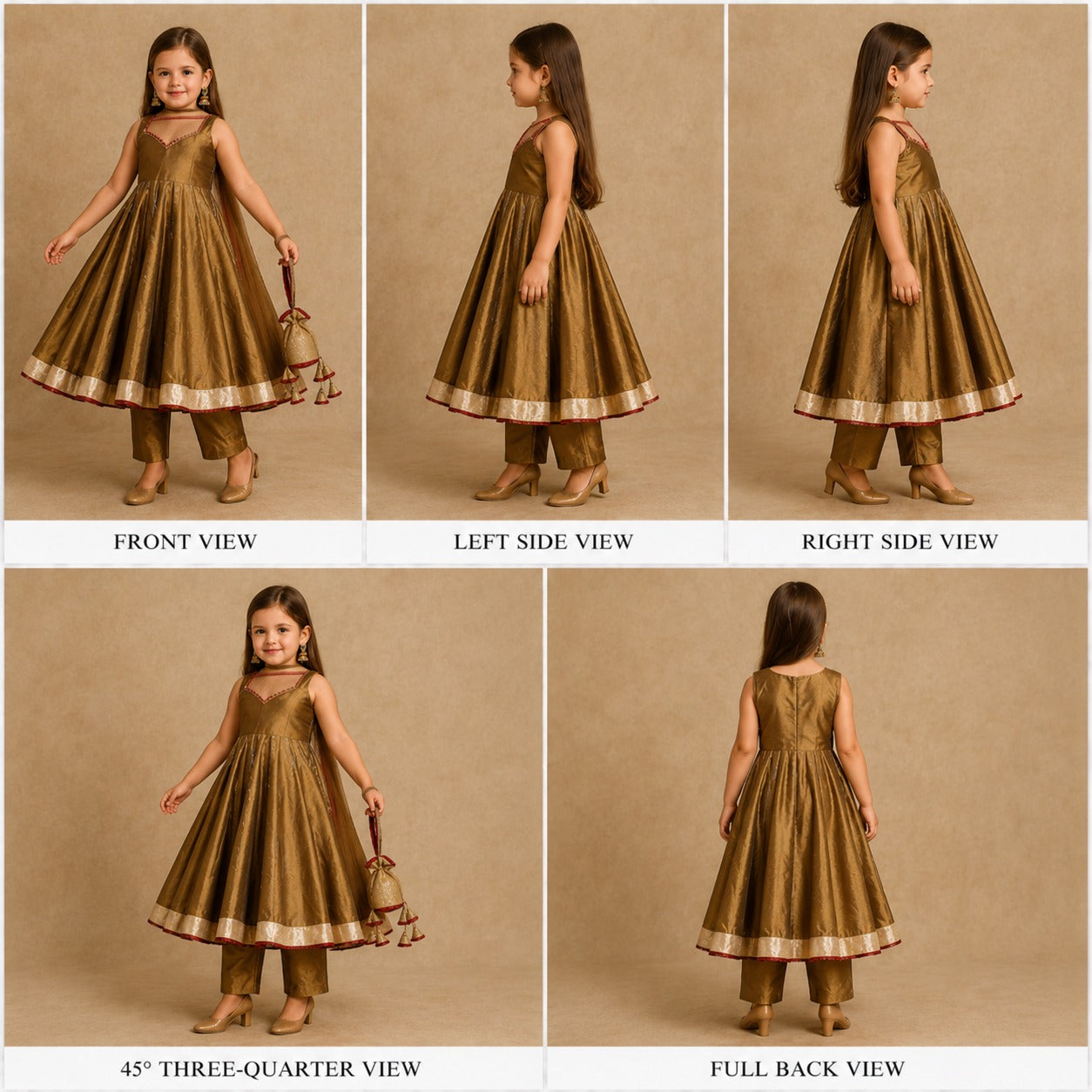 Pre Order: Golden Brown Anarkali with Dupatta