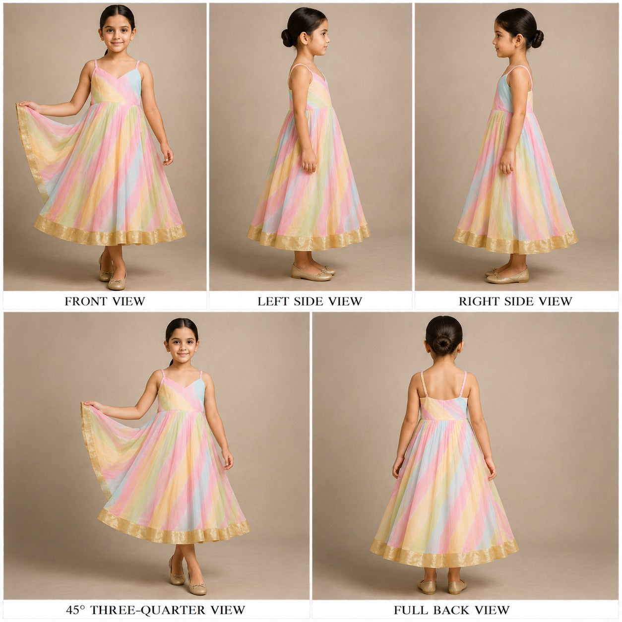Pre Order : Multicolour Anarkali with Gota Detailing