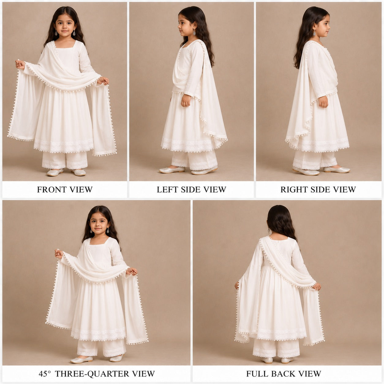 Pre Order: White Anarkali with Dupatta Lace Detailing