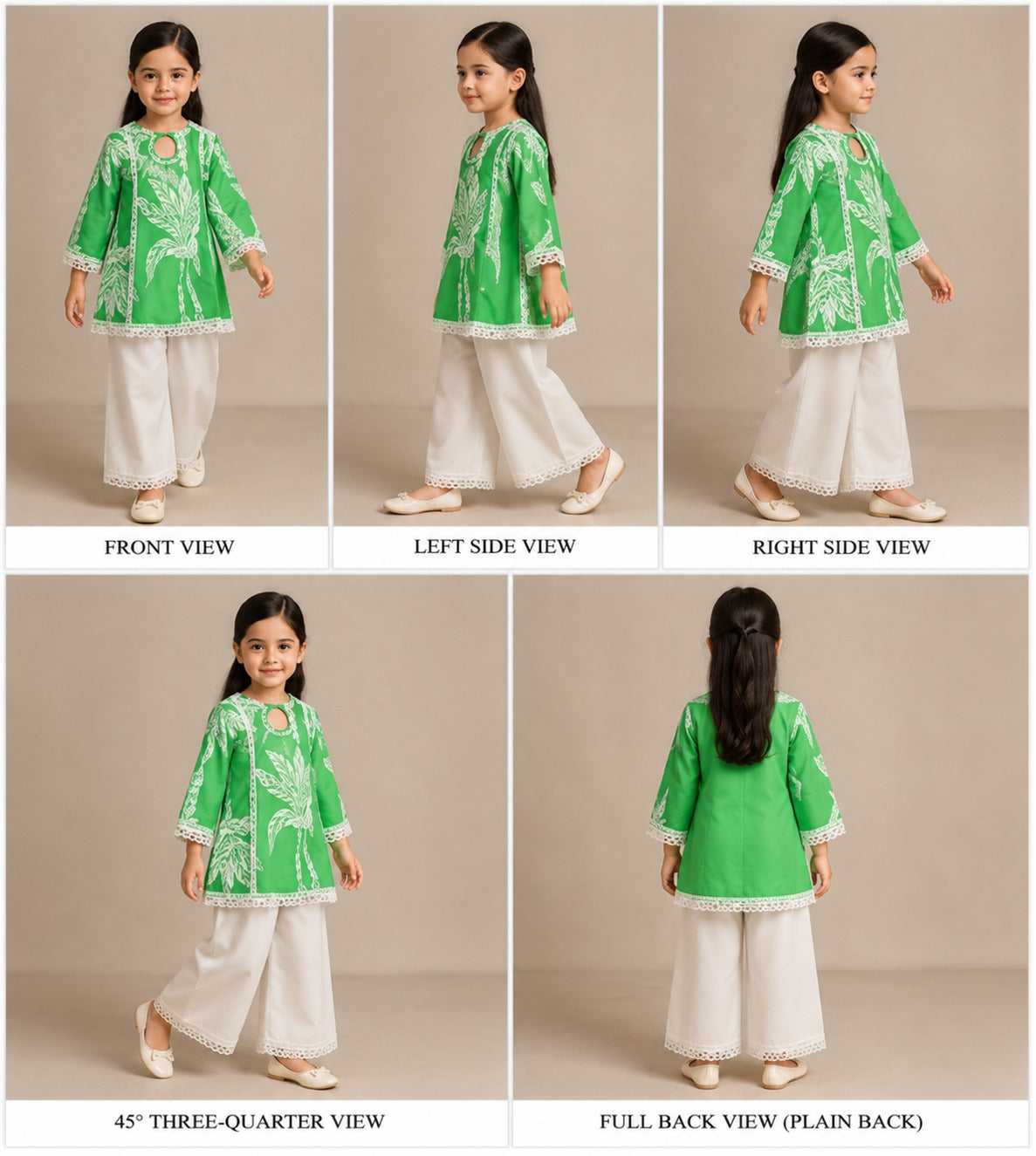 Pre Order: Floral Printed Lace Detailed Kurti With Palazzo