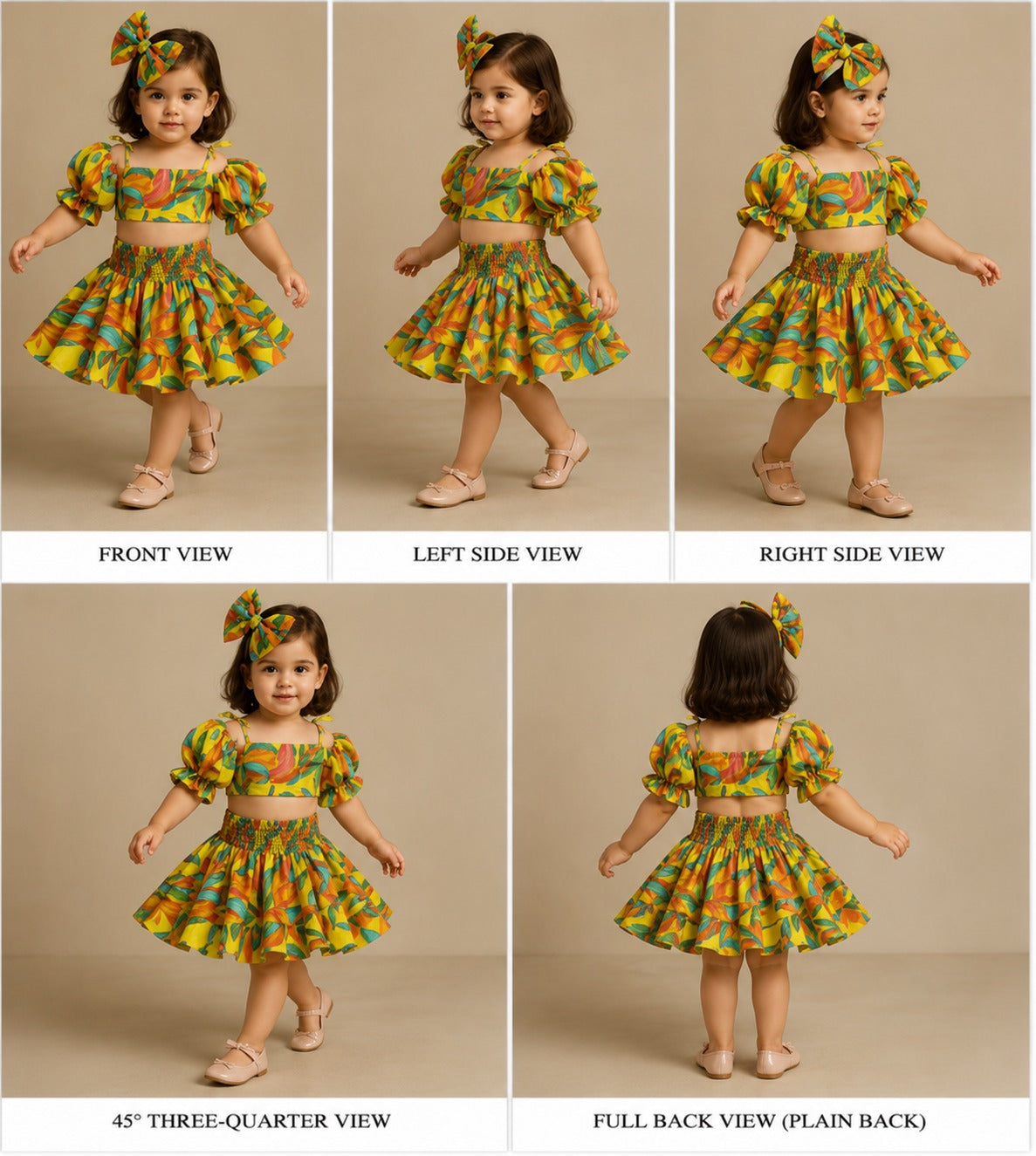 Pre Order: Multicolour Smocked Back Top With Elasticated Skirt