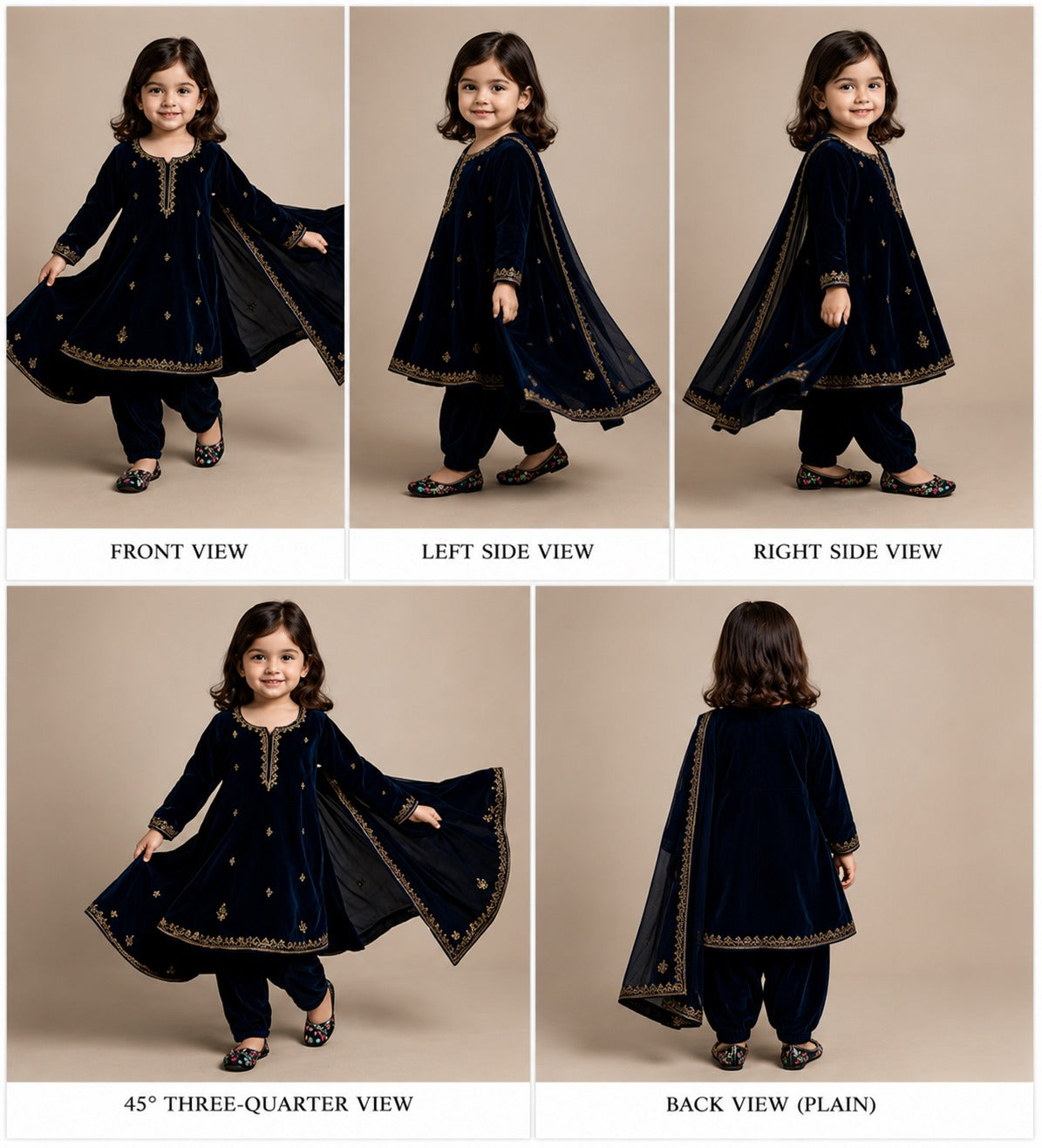 Pre Order: Black Velvet Embroidered Dupatta Suit Set