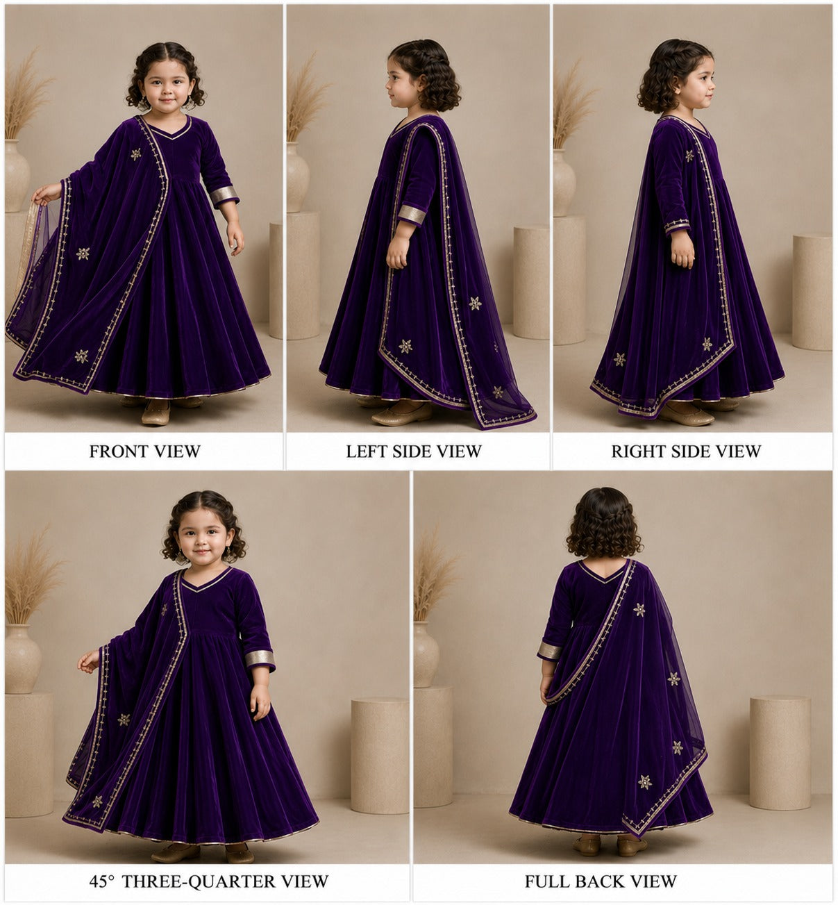 Pre Order: Purple Velvet Embroidered Dupatta Suit Set