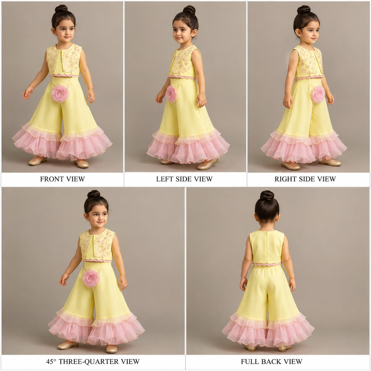 Pre Order: Scallop Designed Top And Ruffle Hem Palazzo