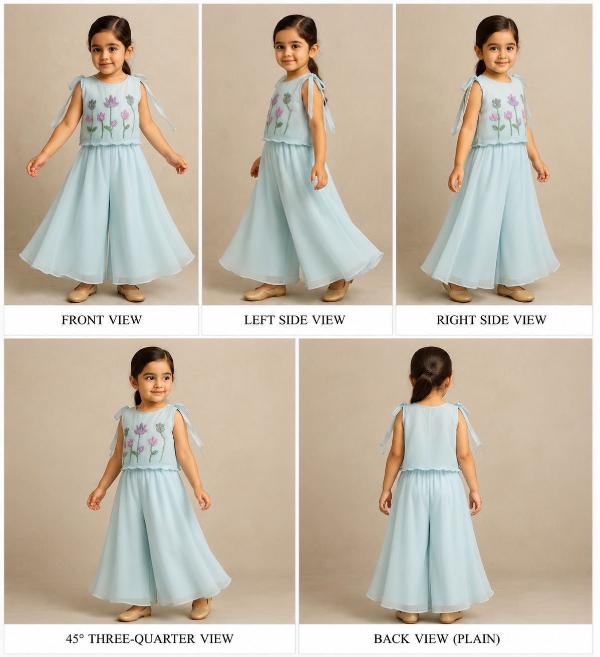 Pre Order: Top With Beautiful Floral Embroidered Organza Cape With Palazzo