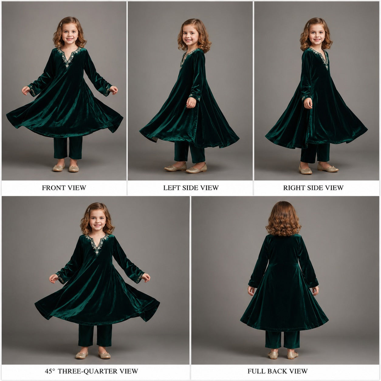Pre Order: Green Velvet Anarkali Suit Set