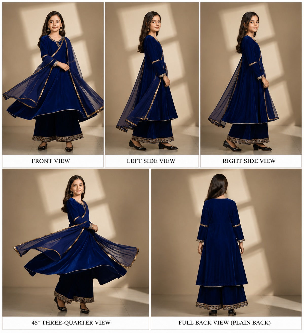Pre Order: Royal Blue Velvet Anarkali Suit Set