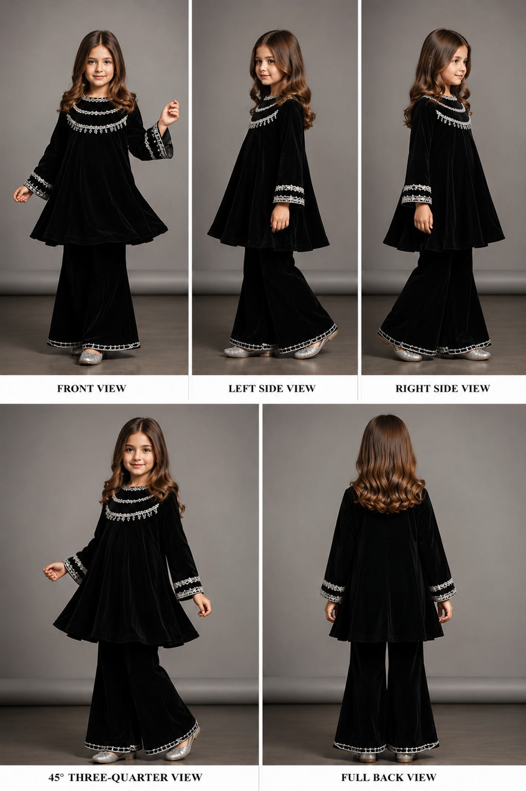 Pre Order: Black Embroidered Kurti And Sharara Set