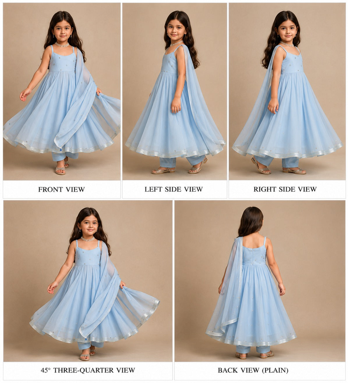 Pre Order: Blue Anarkali Suit Set