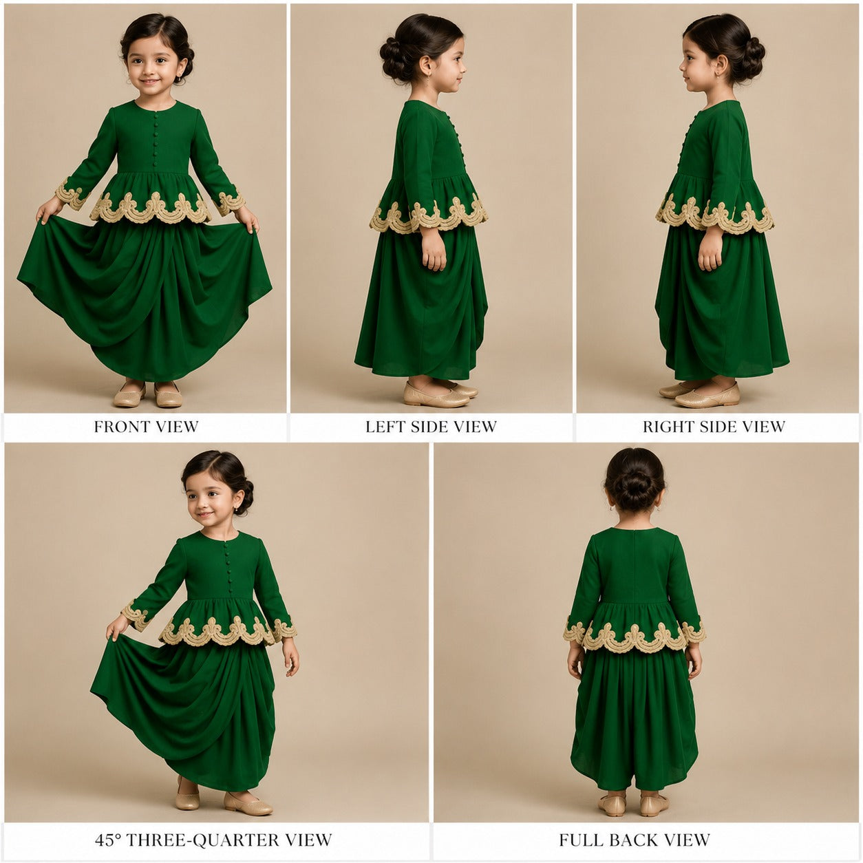 Pre Order: Embroidered Peplum Top And Stylish Drape Skirt