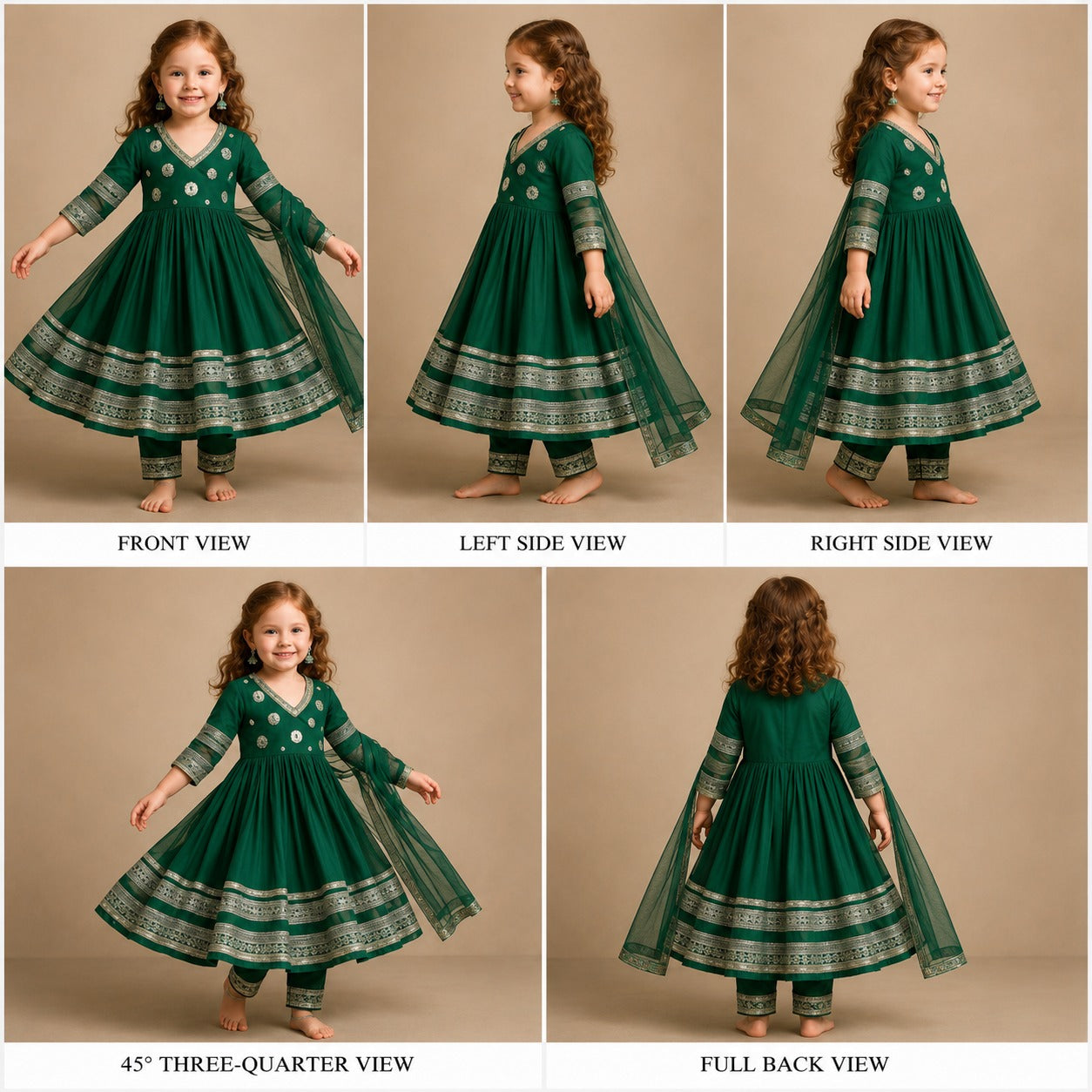 Pre Order: Green Anarkali with Dupatta Gota Detailing