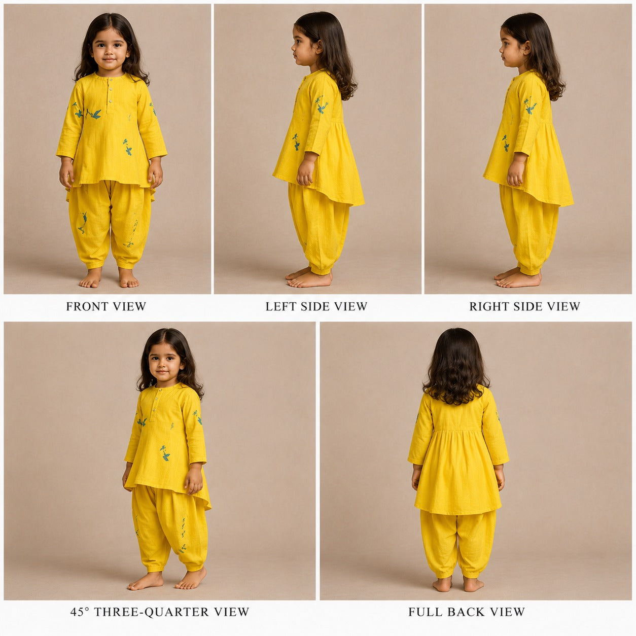 Pre Order: Yellow Embroidered Kurta And Dhoti Style Pant