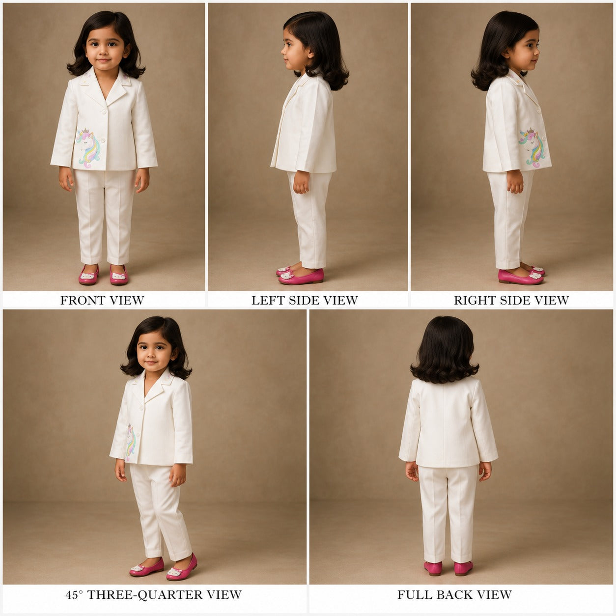 Pre Order: Pink Top With Unicorn Embroidered  Blazer And Pant
