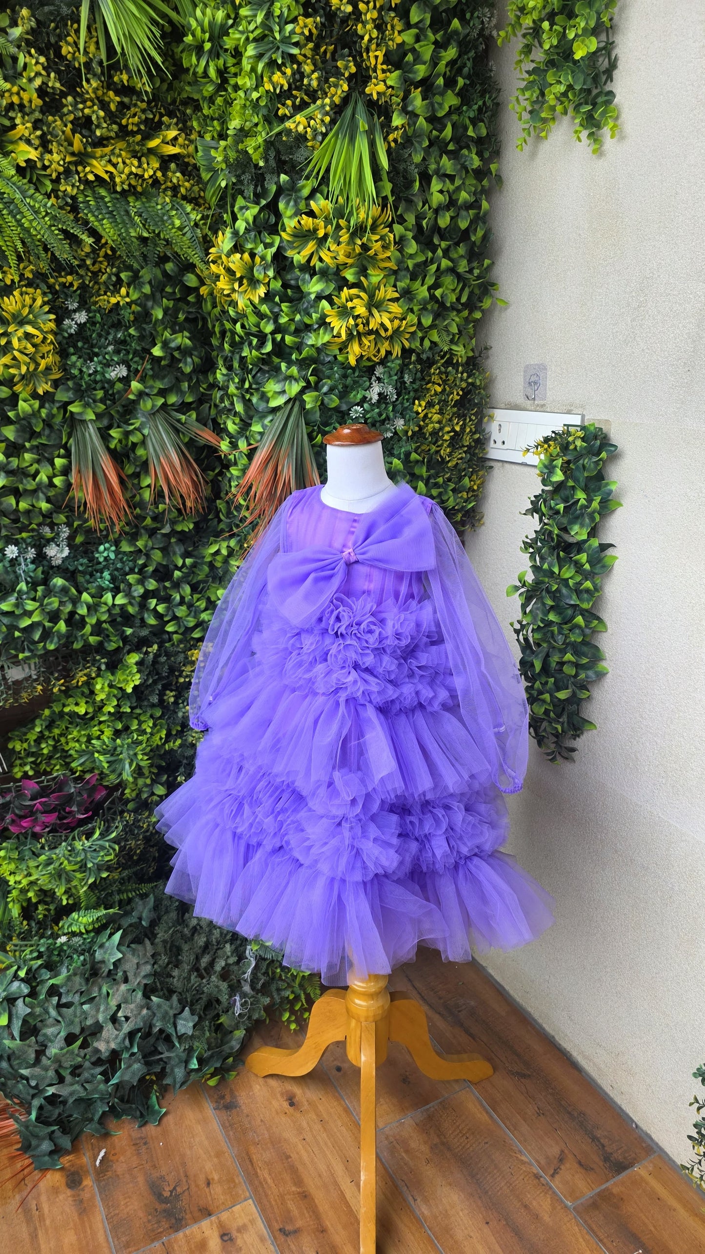 Pre Order: Gallant Purple Bow Frilled Gown