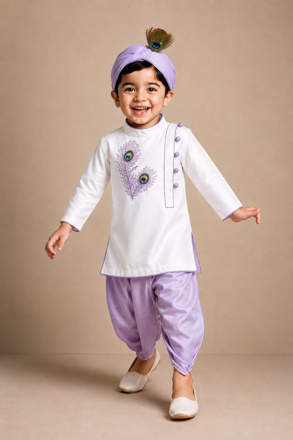 Pre Order: Krishna Morpankh Kurta And Dhoti