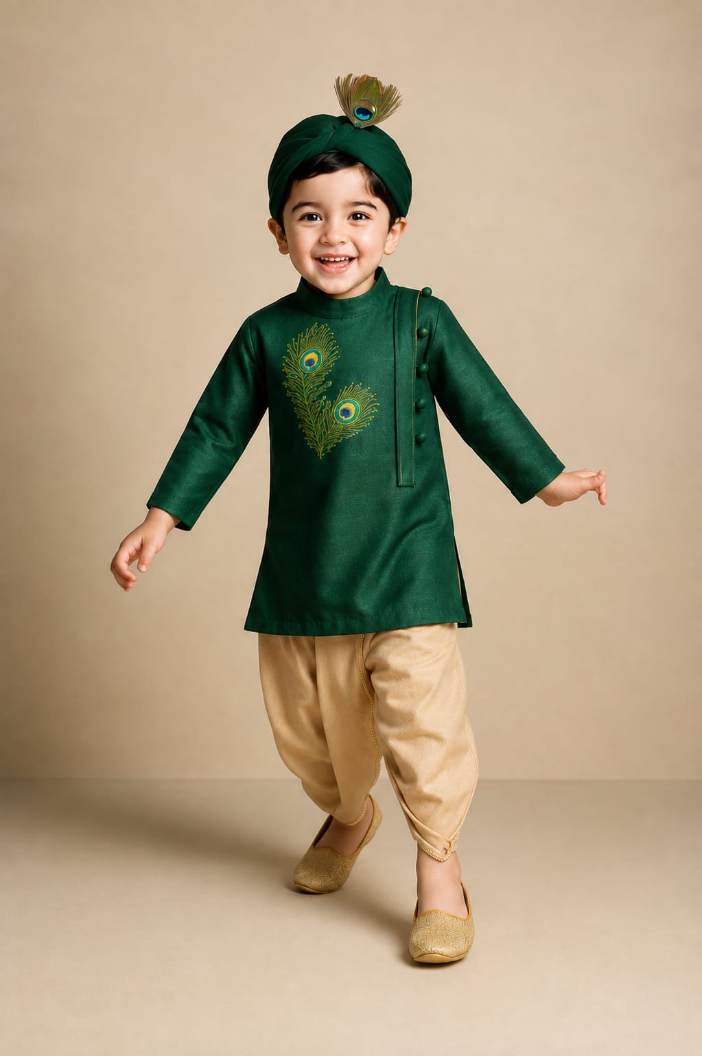 Pre Order: Krishna Morpankh Kurta And Dhoti