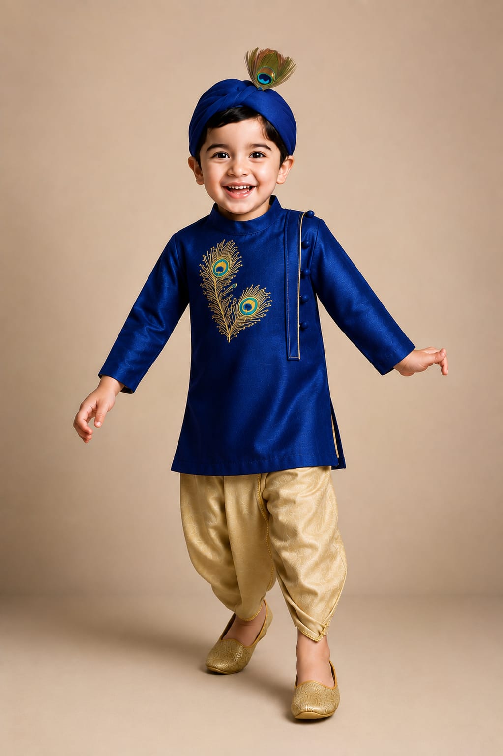Pre Order: Krishna Morpankh Kurta And Dhoti