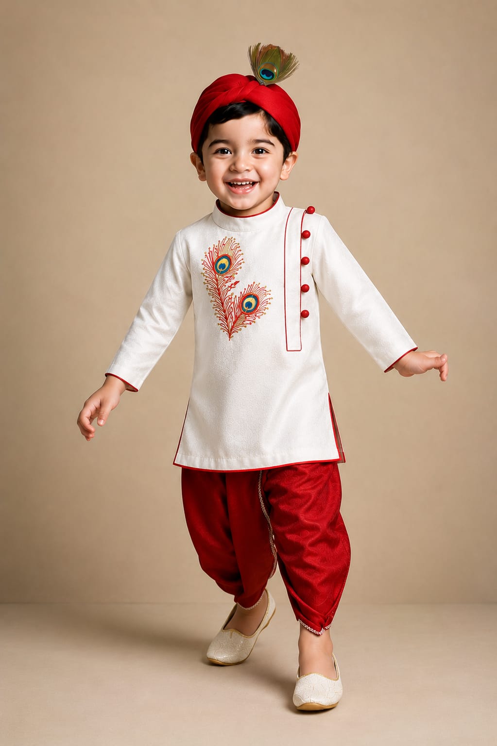 Pre Order: Krishna Morpankh Kurta And Dhoti