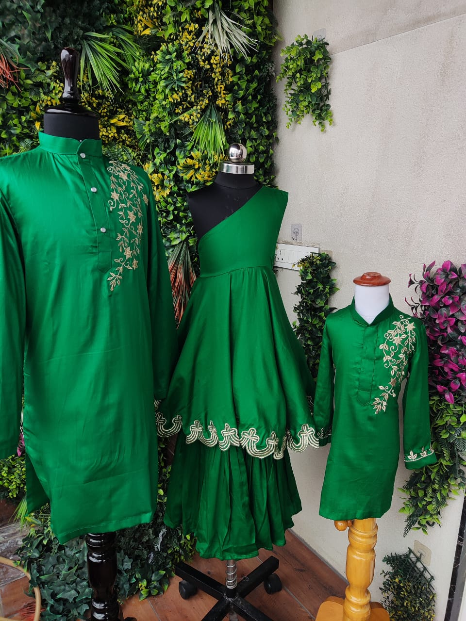 (Boy) Pre Order:Green And Gold Embroidered Kurta Set