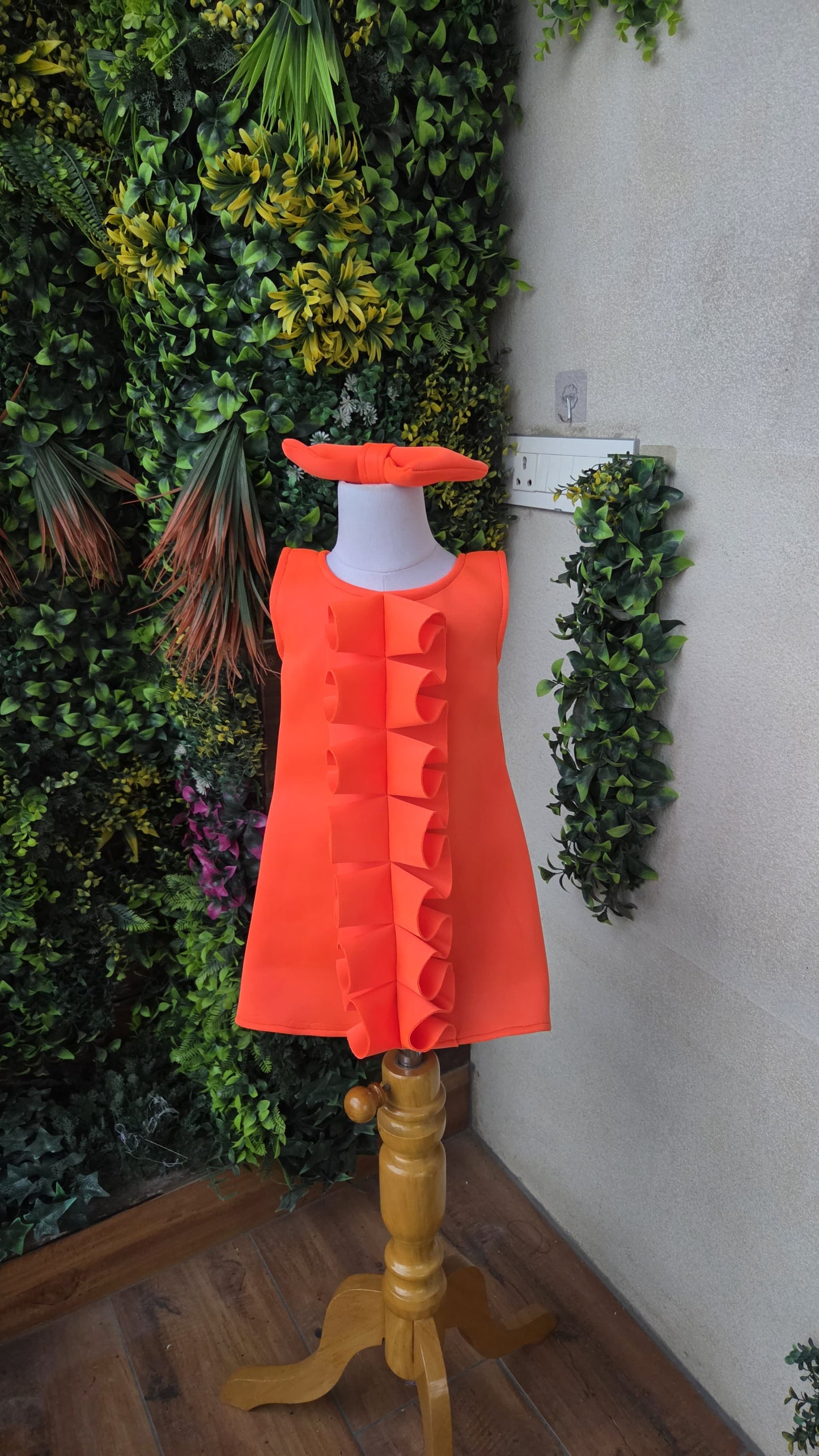 Pre Order: Pleated Ruffled Enhanced Scuba Dress