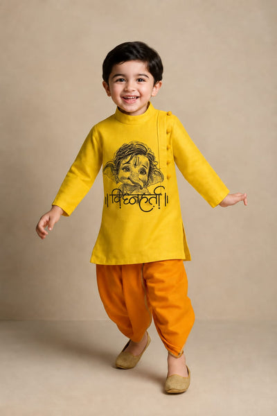 Pre Order: Swarna Vighnaharta Kurta With Dhoti
