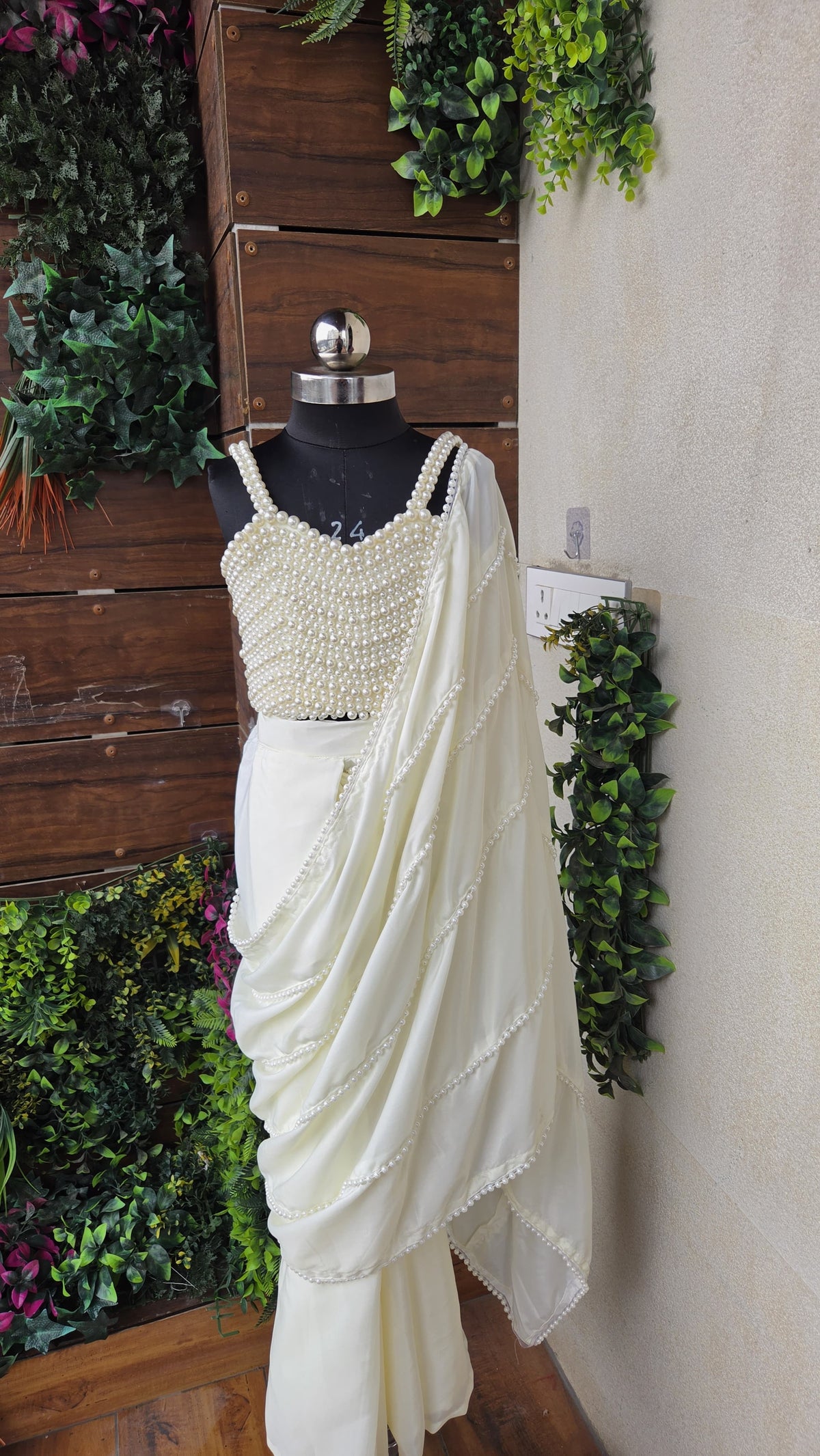 Pre Order: Ethereal Pearl Grace Saree