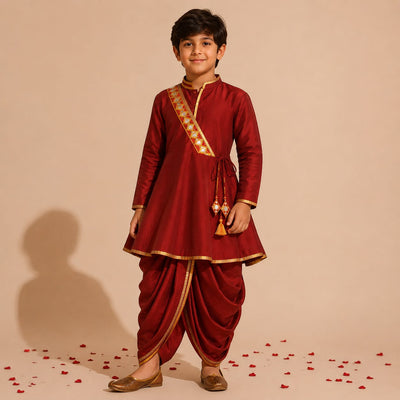 Pre Order : Maroon Maharaj Kurta Set