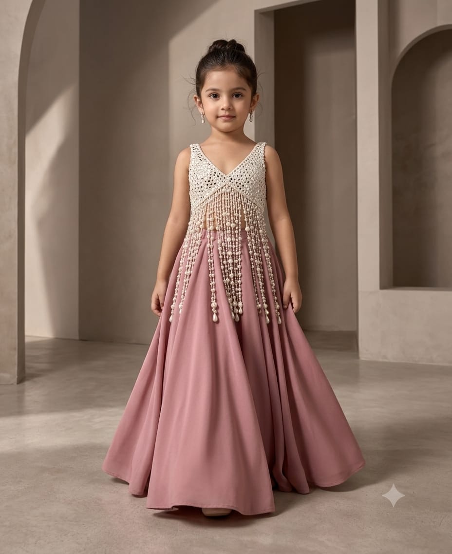 Pre Order: Mauve Pearl Cascade Lehenga