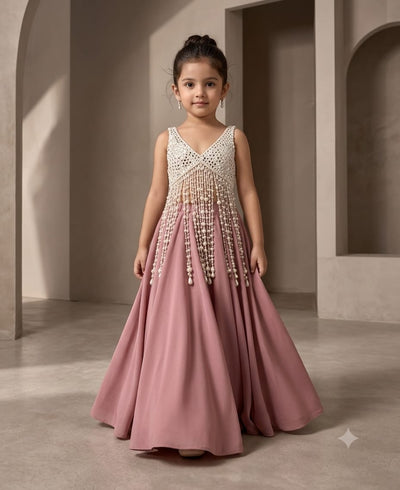 Pre Order: Mauve Pearl Cascade Lehenga