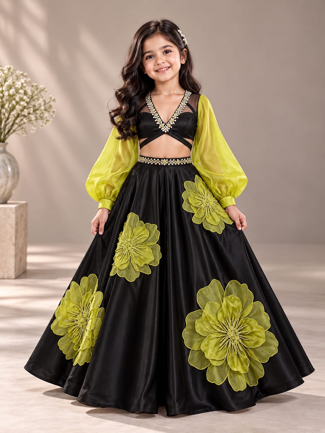 Pre Order: Lime Blossom Royale Lehenga