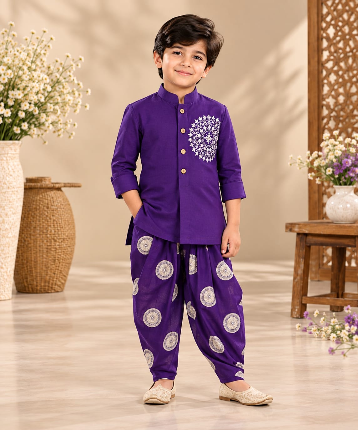 Pre Order: Violet Heritage Dhoti Set