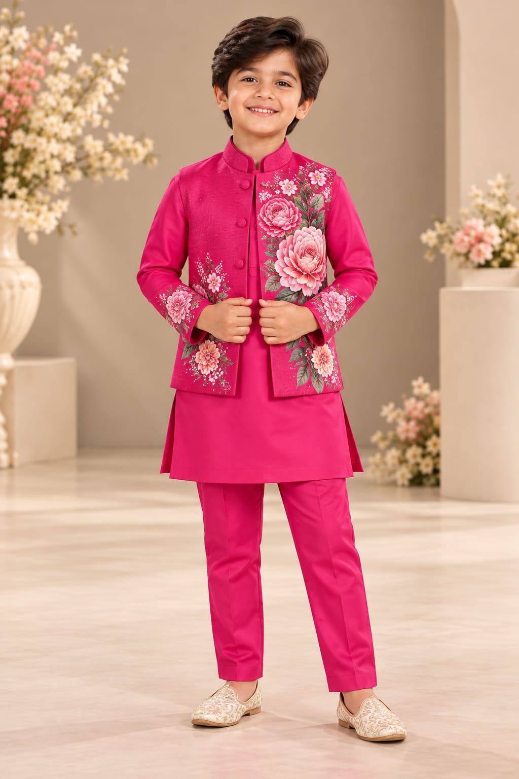 Pre Order: Pink Blossom Prince Kurta Set