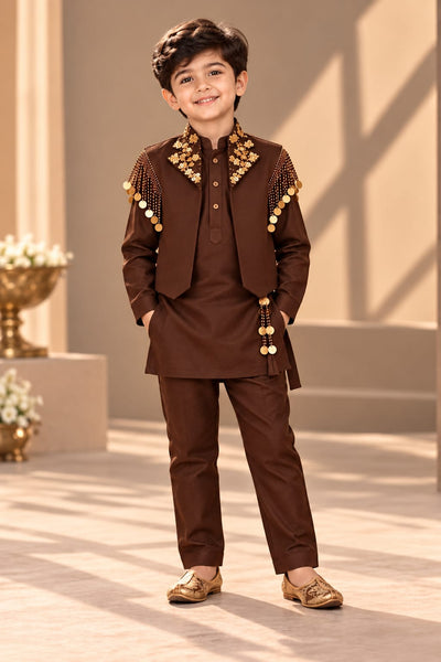 Pre Order: Chocolate Maharaja Kurta Set