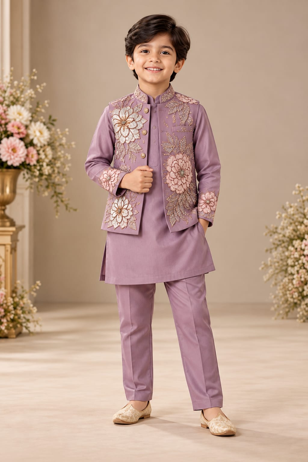 Pre Order: Mauve Blossom Royale Kurta Set