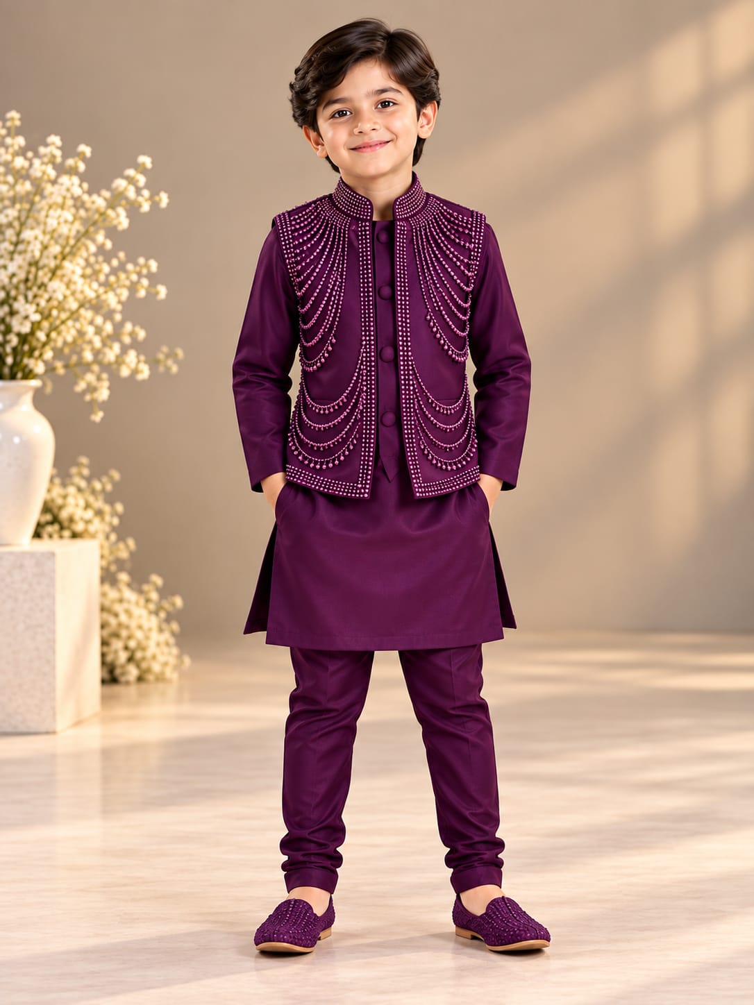 Pre Order: Purple Maharaja Kurta Set