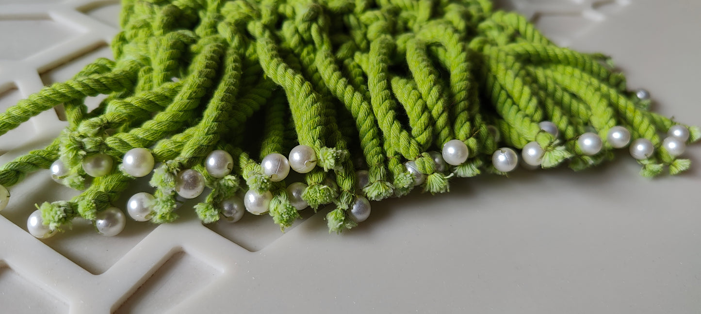 Green Macrame Pearl Bag